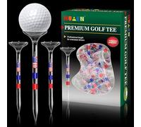 HUAEN Golf Tees, Unbreakable Golf Tees Plastic Golf Tees 3 1/4" Transparent Acrylic Long Golf Tees Bulk, 50/60/100 Pack, Reduces Friction & Side Spin, Big Cup & 8 Prongs, USA Flag Series (60 Pack)