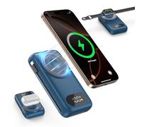 HUAENG Magnetic Portable Charger 26800mAh for iPhone 16/15/14/13/12 with Built-in Cables，6-in-1 Wireless Power Bank with iWatch Charger and Compatible with Samsung, Android Phones, AirPods(Blue)