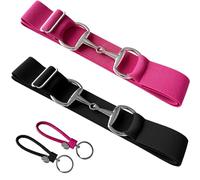 Huaerle 1.5 inch Elastic Equestrian Belt with Bit Buckle and Leather Key Strap