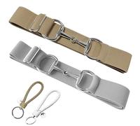 Huaerle 1.5 inch Elastic Equestrian Belt with Bit Buckle and Leather Key Strap