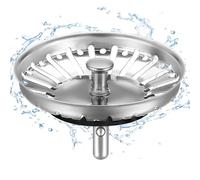 HUAERSICO Drain Plug Strainer Basket 84 mm - Stainless Steel Drain Strainer - Sink Strainer - Sink Plug - Sink Plug - Franke Sink Replacement Parts (2 Replacement Original Seal)