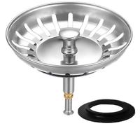 HUAERSICO Drain Strainer Kitchen Sink Diameter 79-80 mm - Strainer Basket Drain Plug - Height-Adjustable Sink Plug - Sink Plug, Blanco Sink Accessories, for Drain from 80 mm, 2 Strainer Basket Seals