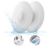 HUAERSICO Universal Silicone Drain Plug - Washbasin Plug and Bathtub Plug with Press and Hair Strainer Function - Practical Drain Strainer for Washbasins, Bathtubs and Sinks, White, 2 Pieces