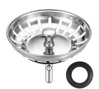 HUAERSICO Upgraded Kitchen Sink Plug Ø 77-78 mm, Sink Strainer for Food Remnants, Stainless Steel Drain Stopper, Sink Plug Replacement for UK Sinks, 78mm Hole Diameter & Above, 2 Rubber Seal Ring