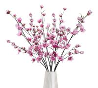 HUAESIN 6Pcs Artificial Cherry Blossom Flowers, 75cm Tall Silk & Plastic Sakura Stems, Pink Fake Peach Blossom, Faux Cherry Blossom Branches for Spring, Wedding, Home, Office, Garden Vase Decor
