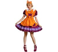 Huafan luxkazya Maid Clothing, Purple, Orange, Waitress Apron, Gothic Lolita, Ruffle, Lolita, Disguise, Uniform, Coffee Shop, Photography, Halloween, Cultural Festivals, Events, Parties (Orange, XL)