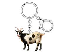HUAGEO Acrylic Cute Goat Keyring Cartoon Sheep Animals Keychains Jewellery Gifts For Women Backpack Car Purse Charms Accessories (Tan)