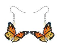 HUAGEO Acrylic Cute Orange Monarch Butterfly Earrings Spring Summer Insects Dangle Novelty Jewellery For Women Butterfly Lovers Charms Gifts (Orange)