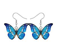 HUAGEO Acrylic Cute Orange Monarch Butterfly Earrings Spring Summer Insects Dangle Novelty Jewellery For Women Butterfly Lovers Charms Gifts (Blue)