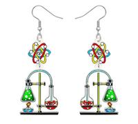 HUAGEO Acrylic Laboratory Glass Containers Microscopy Earrings Science Experimental Instruments Dangle Novelty Jewellery For Women Scientist Charms Gifts (Multi)