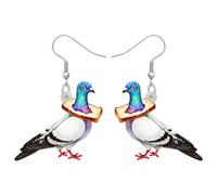HUAGEO Valentine Day Acrylic Cute Rose Carrier Pigeon Earrings Hawaii Beach Dove Bread Birds Animals Dangle Jewellery Gifts For Women Charms (White)