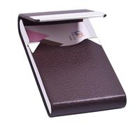 HUAHAITGCH Business Card Holder with Ultra Slim Design,Business Card Case with Premium PU Leather, Suit Pocket Metal Card Holder for Women/Men,Professional Name Card Holder with Magnetic Shut, Coffee,