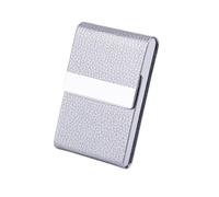 HUAHAITGCH Business Card Holder with Ultra Slim Design,Business Card Case with Premium PU Leather, Suit Pocket Metal Card Holder for Women/Men,Professional Name Card Holder with Magnetic Shut, Silver