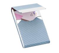 HUAHAITGCH Business Card Holder with Ultra Slim Design,Business Card Case with Premium PU Leather, Suit Pocket Metal Card Holder for Women/Men,Professional Name Card Holder with Magnetic Shut (Blue)