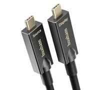 huaham Full Featured USB C Fiber Optic Cable 50FT, 10Gbps&PD 60W Charging USB 3.2 Type C Cable, Support 2-Lane DP1.4 and 4K@30Hz Video Output for Webcam, Video Conference, VR, TV, Laptop