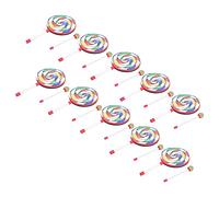 Huairdum 10Pcs Lollipop Shape Drum, Colorful Tambourine Set, Plastic Mallets Instrument Set with Rhythm Design, Ideal for Kids Early Childhood Education Music