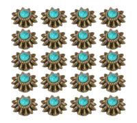 Huairdum 20 Sets Daisy Decorative Conchos, Metal Buckles, Screwback Buttons with Vintage Turquoise, Ideal for Leather Saddles, Hats, Belts & Purses (Green)
