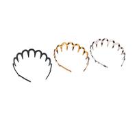 Huairdum 3 Piece Plastic Zig Zag Headband, Double Sided Reversible U Shape Hair Band, High Crown Teeth Comb Headband with Widened Anti Slip Teeth & Rounded Tips, Ideal for Women (3pcs)