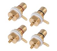 Huairdum 4PCS Gold Plated Female Phono Panel Mount Chassis Socket Jack Connector, Pure Copper Solder Type Terminal Plug for Amplifier Speaker