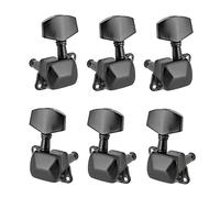 Huairdum 6pcs Guitar Tuning Pegs, Semi Closed Machine Heads, Vintage Push in Bushes with Heavy Duty Gear Ratio, Ideal for Acoustic & Electric Guitar Replacement (Black)