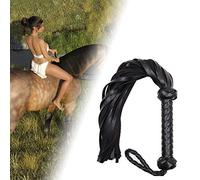 Huairdum Artificial Leather Whip, Black Whip for Horse Training, Flogger & Riding, for Cosplay, Total Length 23.4inch (black)