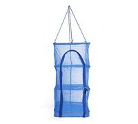 Huairdum Drying Net Rack, Foldable 4 Layers Drying Fish Cages Hanging Dry Rack Net Drying Net Wieh Zipper Opening Mesh Netting for Vegetables Herbs Fish Meat Clothes Blue