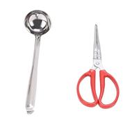 Huairdum Fireplace Tongs Pellet Scoop Set, Solid Cast Iron Mini Firewood Grabber, Heatproof Coating Pellet Handling Tool, Ideal for Tabletop Fire Pits, Fireplaces and Camping