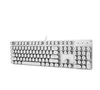 Huairdum Mechanical Keyboard, White Retro Round Cap Computer Keyboard, Custom Mechanical Switches with Shortcut Function Keys, Ideal for Long Life Expectancy