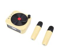Huairdum Mini Karaoke Machine Set, Retro Portable Bluetooth Karaoke Speaker, Wireless Microphones Speaker with 4 Sound Effects, Ideal for 4 to 12 Years Old (Yellow)