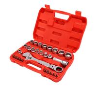 Huairdum Pass Through Socket Set, 19PCS Spline Sockets Set, 19mm Reversible Ratchet Wrench with 2 in 1 Ratcheting Mode, Ideal for Tightening & Loosening Nuts on Threaded Rods