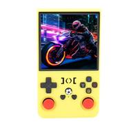 Huairdum R36MAX Retro Handheld Game Console, 4 Inch Open Source Portable Gaming System, Memory Card Case with 4000mAh Battery, Ideal for MAME (Yellow)