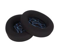 Huairdum Replacement Ear Pads, Compatible with Most 3 5 7 Headsets | Memory Foam, Protein Leather, Comfortable & Sound Isolating Gaming Headphone Cushions (Black earpads with blue silk screen)