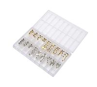 Huairdum Watch Crown Parts Set Replacement, Assorted Gold & Silver Dome Flat Head Crowns, Crown Set with Plastic Storage Box for Quartz and Mechanical Watch Repair