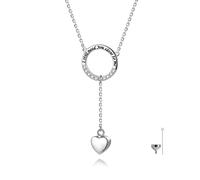 HUAIYU Cremation Jewelry Urn Necklace for Ashes - Sterling Silver Teardrop Heart Cubic Zirconia Infinity Pendant Keepsake Necklaces, Memorial Cremation Jewelry Gift for Woman, Sterling Silver, Cubic