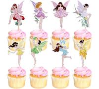 HUAIZAN Multicoloured Fairy Cake Toppers, Pack of 24, Cupcake Toppers, Fairy Cake Decoration, Muffin Topper, Cake Decoration Girls for Birthday Party, Baby Shower