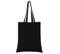 HuaJiao Cotton Canvas Tote, Black Tote Bags Cotton Shoulder Bag for Groceries Travel School Work Beach Lunch Shopping