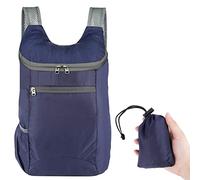 HuaJiao Ultra Lightweight Foldable Backpack, Small Water Resistant Rucksack Foldable Travel Daysack for Outdoor Sport Travelling Walking Hiking Camping Biking(Dark Blue)