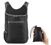 HuaJiao Ultra Lightweight Foldable Backpack, Small Water Resistant Rucksack Foldable Travel Daysack for Outdoor Sport Travelling Walking Hiking Camping Biking(Black)