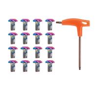 HUAJINGKEJI 16Pcs Bike Disc Brake Rotor Bolts T25 Bolts M5x9mm Bike Rotor Screws with a Double-Headed Wrench