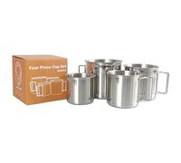 HUAJINGKEJI 4Pcs Stainless Steel Camping Cup Mug Camping Hiking Portable Coffee Cup Outdoor Camping Water Cup