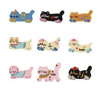 HUAJINGKEJI 9 Pcs Cartoon Cats Embroidered Patches Iron on Patches Animal Decorative Patches Sewing on Applique