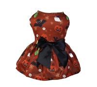 HUAJINGKEJI Dog Dress Pumpkin Clothes Small Pet Bowknot Print Skirt Halloween Party Dogs Costume for Bichon Cats Dog Pullover Dress