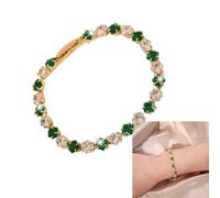 HUAJINGKEJI Geometric Pattern Cubic Zirconia Tennis Gold Plated Copper Chain Wristband Wrist Accessory for Women Men Unisex Geometric Design Tennis Chain