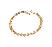 HUAJINGKEJI Geometric Pattern Cubic Zirconia Tennis Gold Plated Copper Chain Wristband Wrist Accessory for Women Men Unisex Geometric Design Tennis Chain