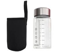 HUAJINGKEJI Glass Water Bottle 350ml with Measurement Marking Portable Microwave Safe for Hot Day