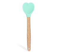 HUAJINGKEJI Heart-Shaped Wood Handle Silicone Spoon Household Kitchen Cooking Spoon Heat Insulation Wood Handle