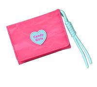 HUAJINGKEJI Modern Compact Money Organized with Lovely Heart Pattern Contrast Color and Dedicated Currency Sections Credit Card Holder with ID Window