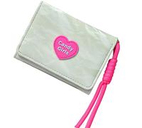 HUAJINGKEJI Modern Compact Money Organized with Lovely Heart Pattern Contrast Color and Dedicated Currency Sections Credit Card Holder with ID Window