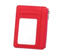 HUAJINGKEJI PU Leather Blocking Coin Purse Zippered Card Holder with Clear Window for Secure Information Protecting