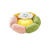 HUAJINGKEJI Soft Cycle Plan Lying Area with Back Assist Hoisted Bounds and Bicolor Lemon Green Record Player Cats and Small Canines Comfortable Puss Bed Tall Fringes